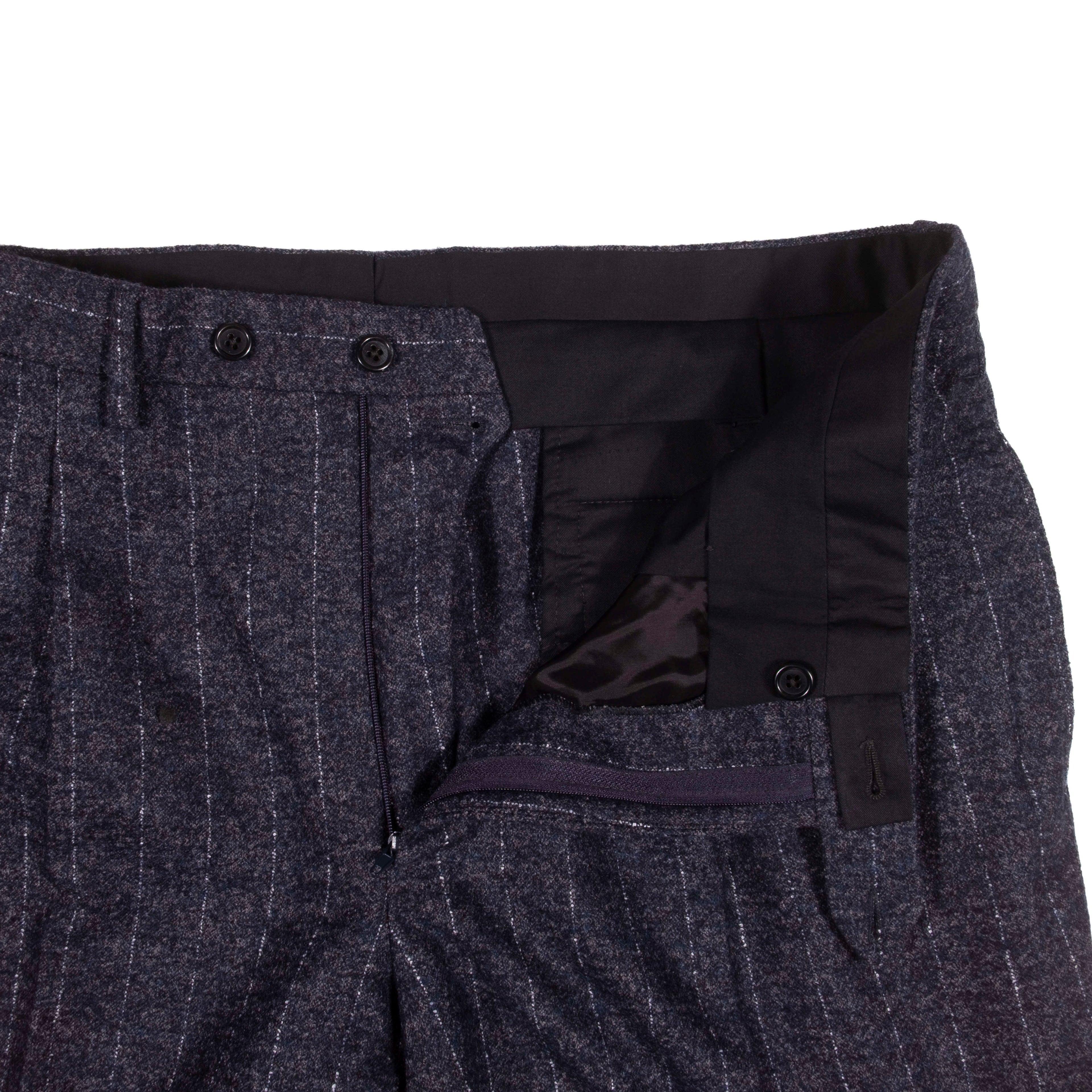 Neapolitan Hand Tailored Navy Chalk Stripe Flannel Suit