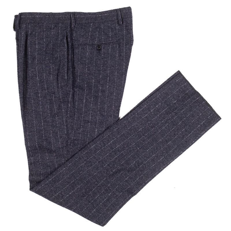 Neapolitan Hand Tailored Navy Chalk Stripe Flannel Suit