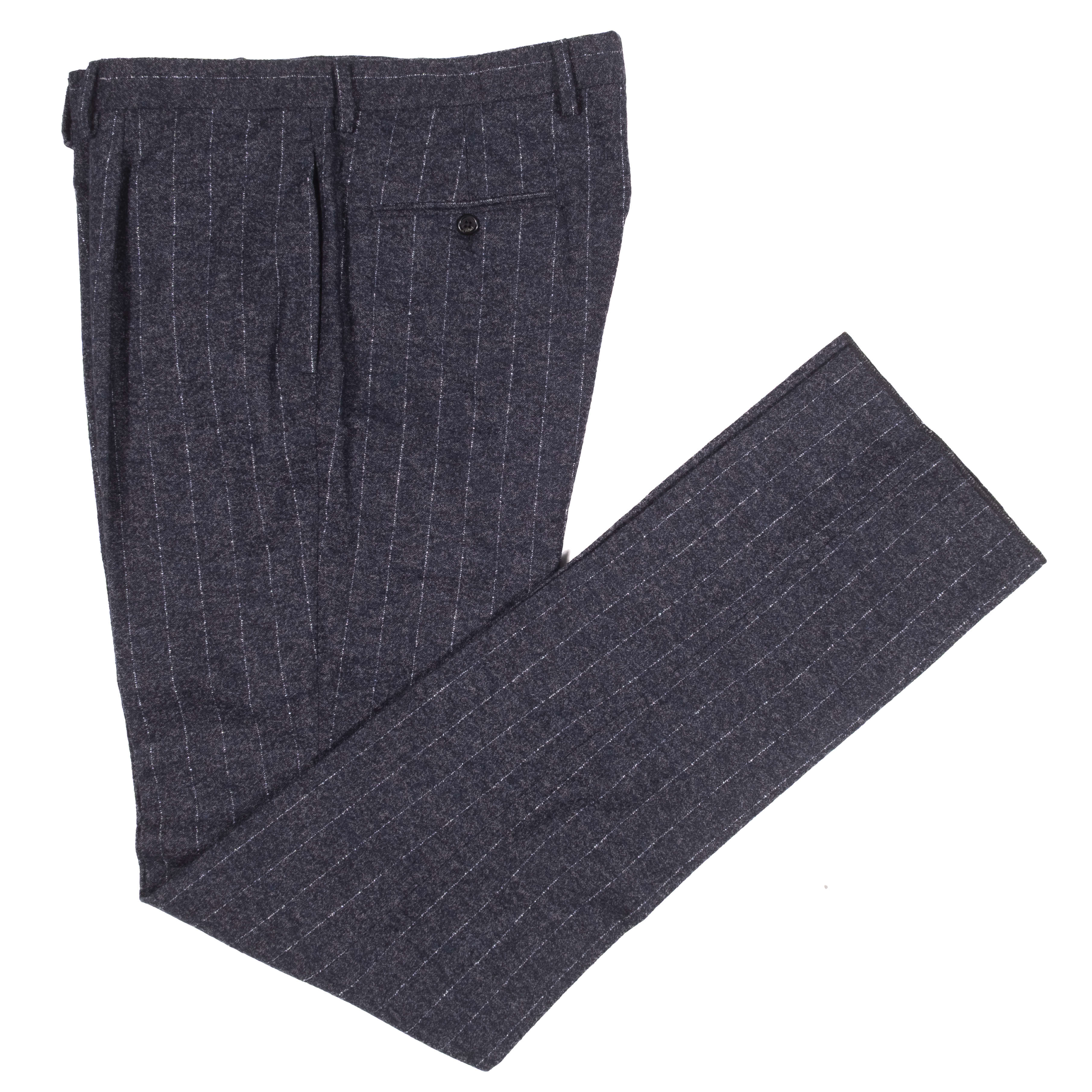 Neapolitan Hand Tailored Navy Chalk Stripe Flannel Suit