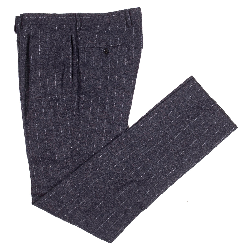 Neapolitan Hand Tailored Navy Chalk Stripe Flannel Suit