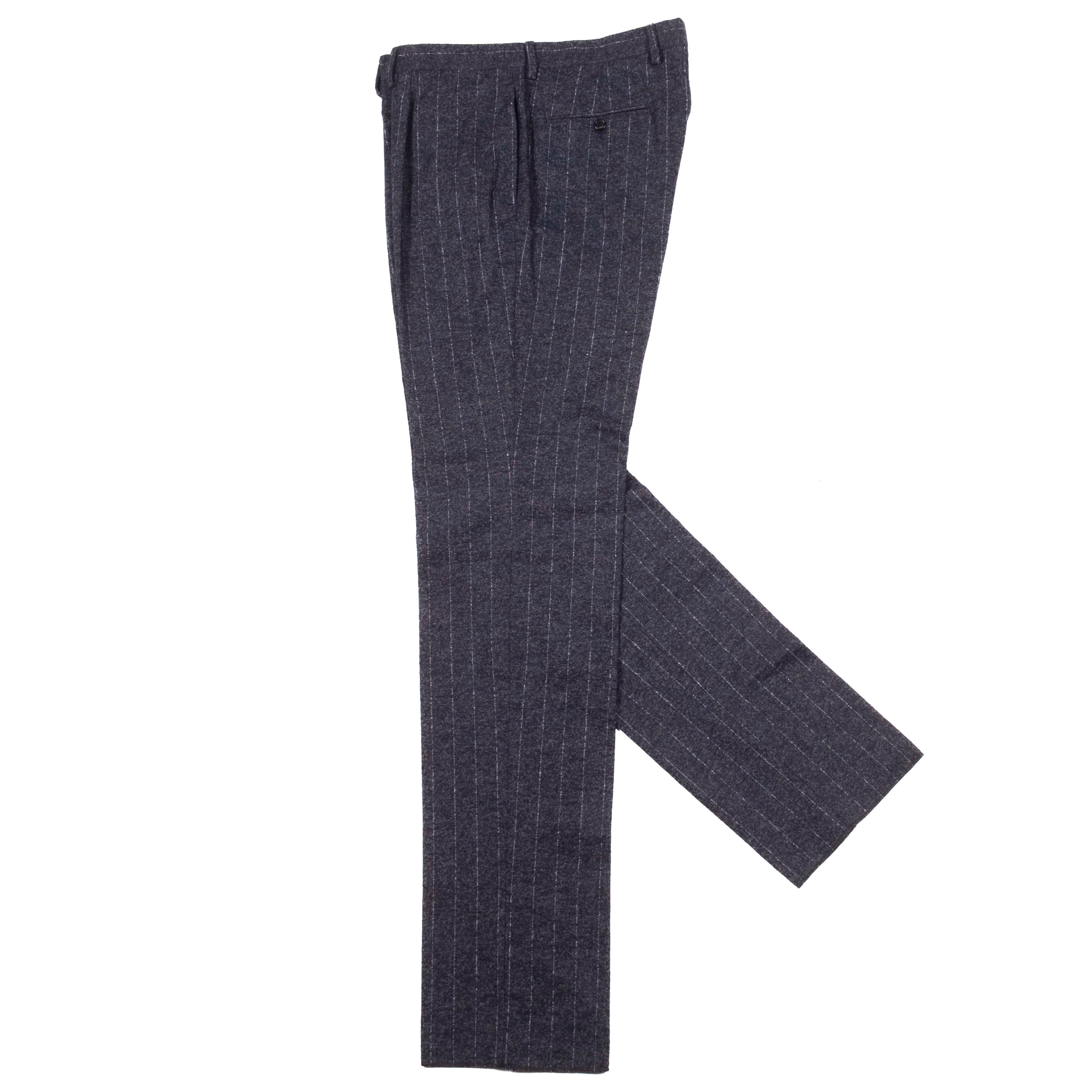 Neapolitan Hand Tailored Navy Chalk Stripe Flannel Suit