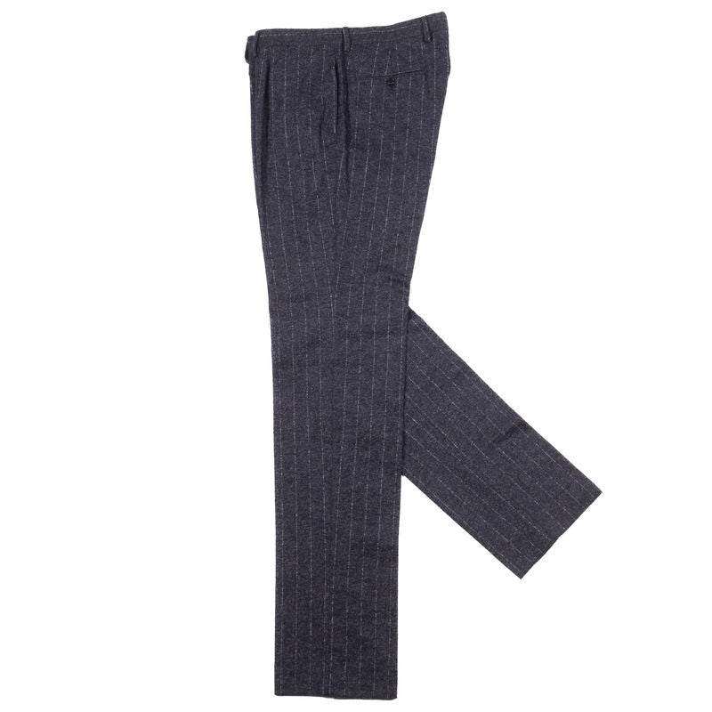 Neapolitan Hand Tailored Navy Chalk Stripe Flannel Suit