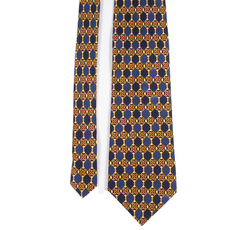 Lancel Navy and Yellow Tie
