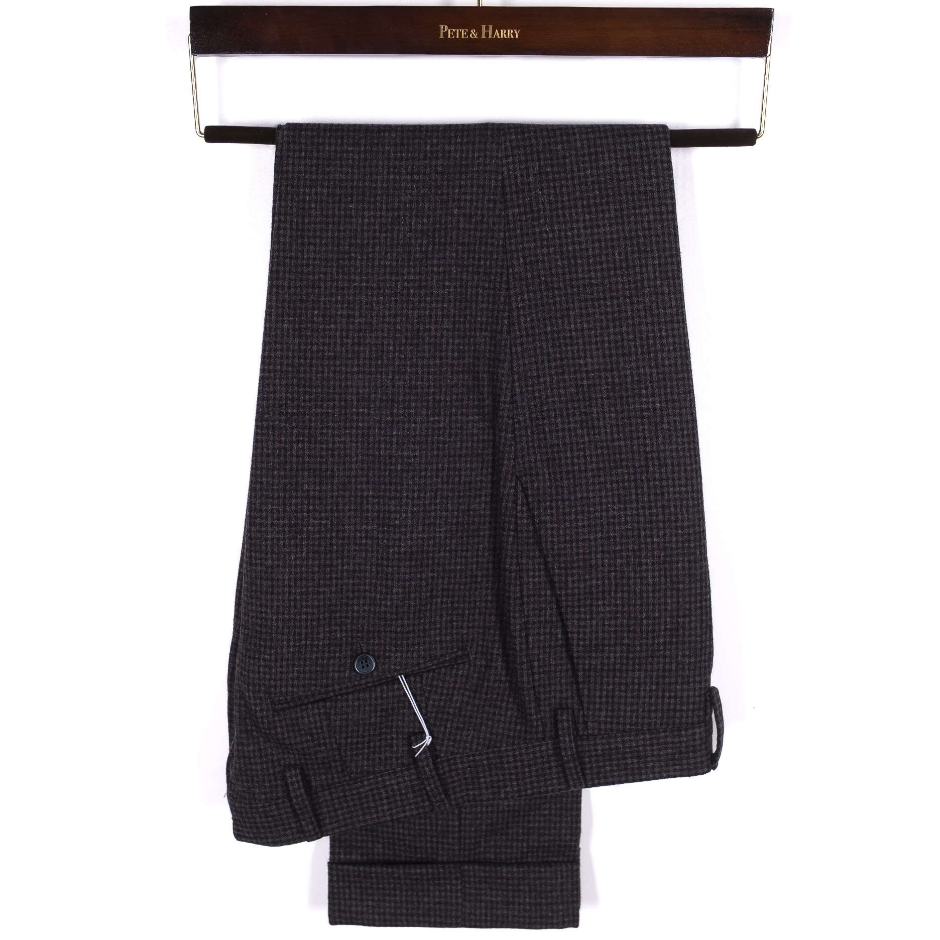 Grey and Burgundy Check Flannel Trousers