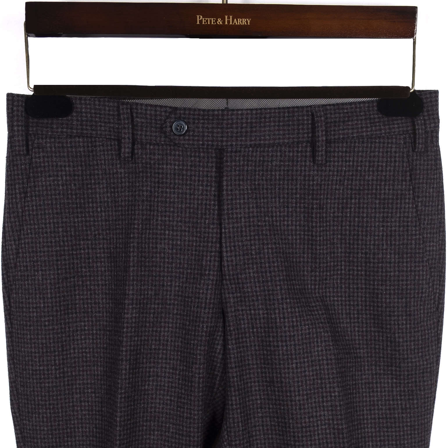 Grey and Burgundy Check Flannel Trousers