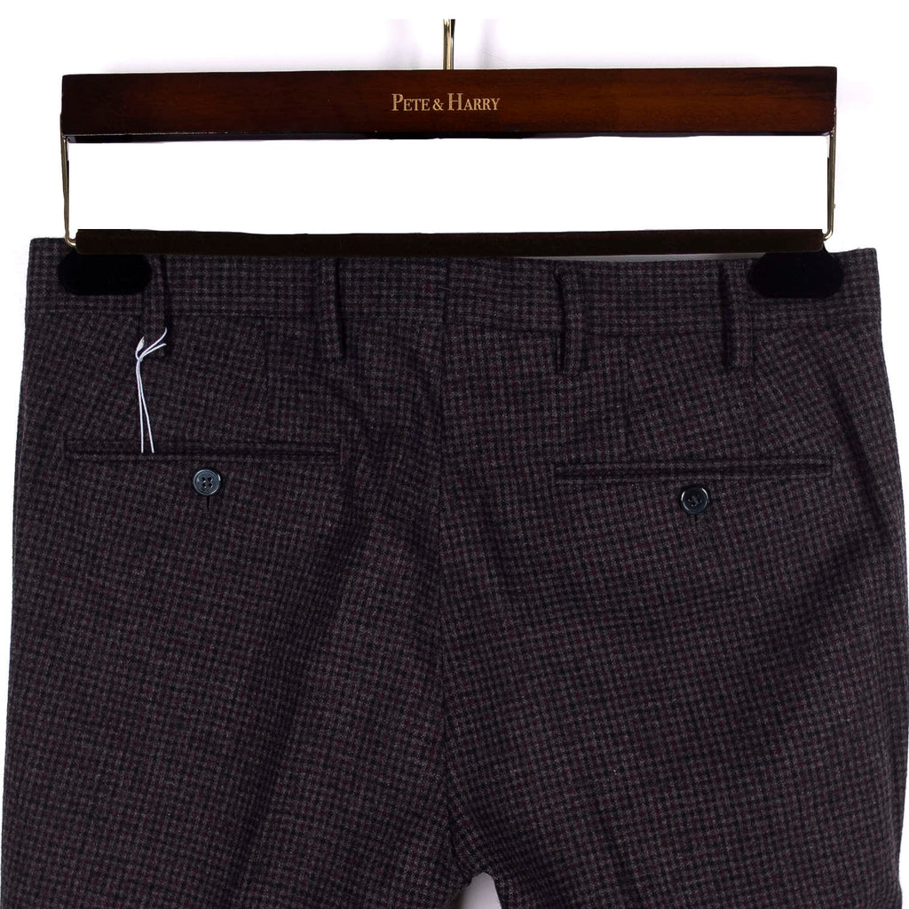 Grey and Burgundy Check Flannel Trousers