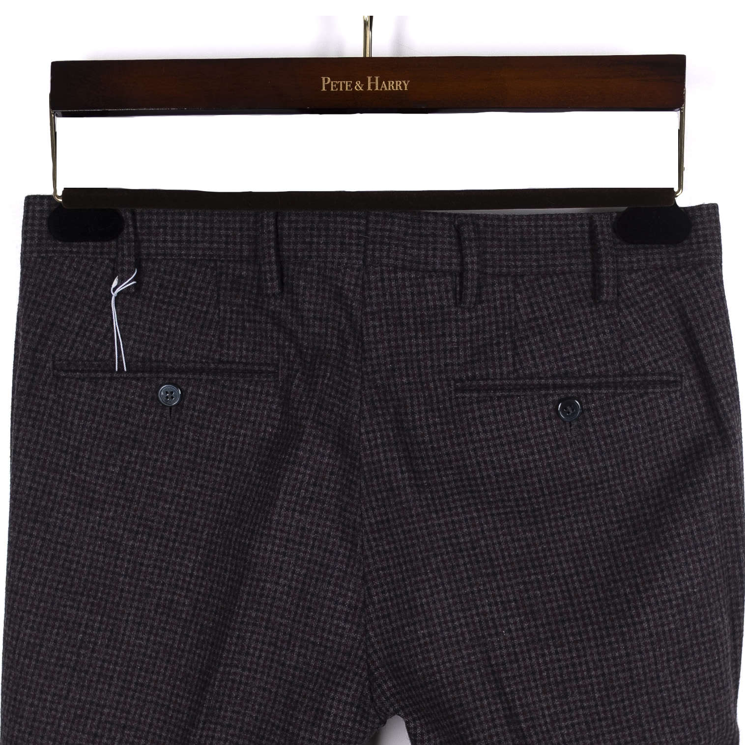 Grey and Burgundy Check Flannel Trousers