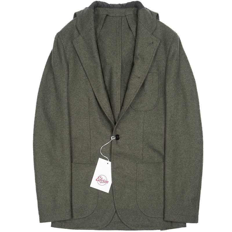 Neapolitan Hand Tailored Green Hooded Jacket Sz 48