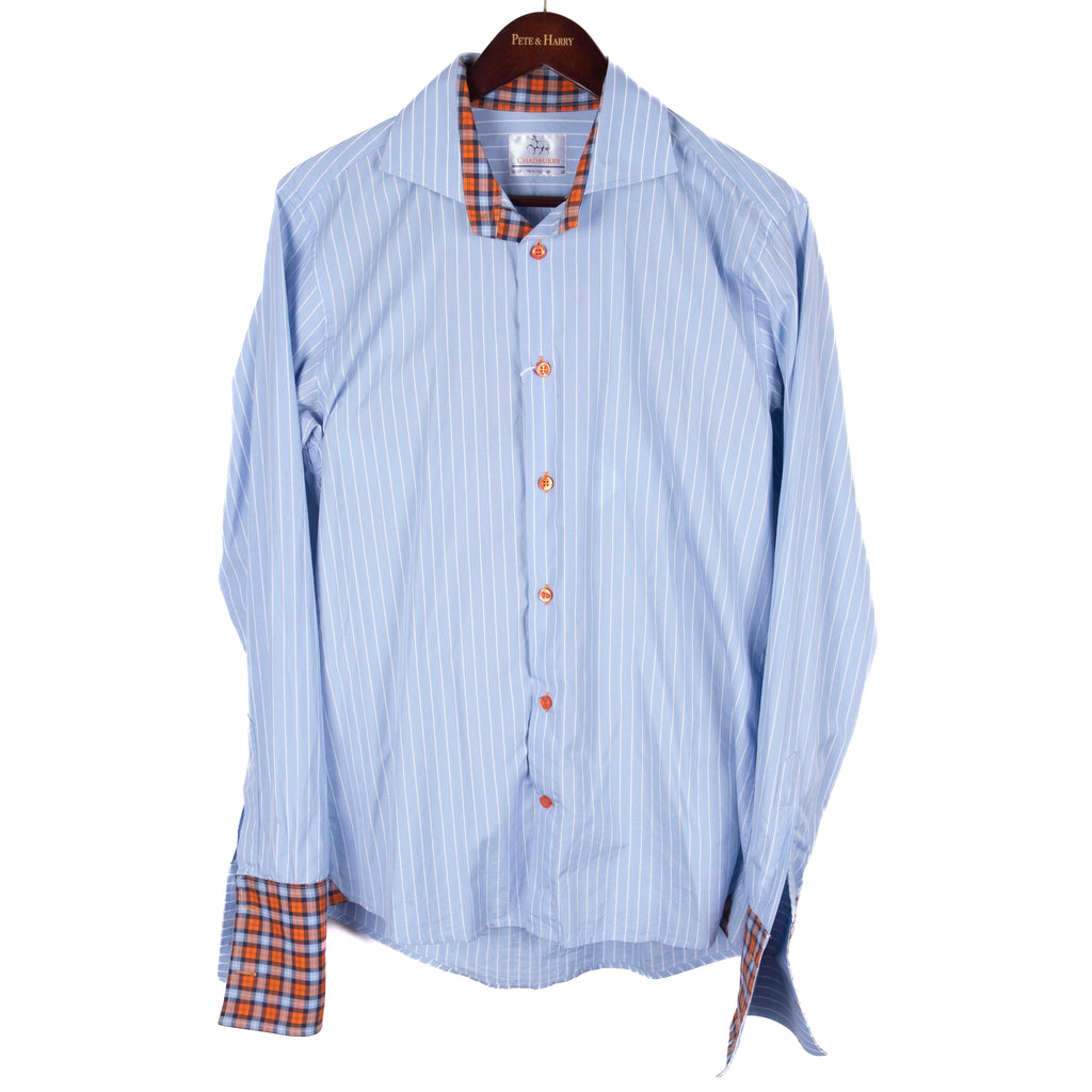 Blue with White Stripes French Cuff Shirt