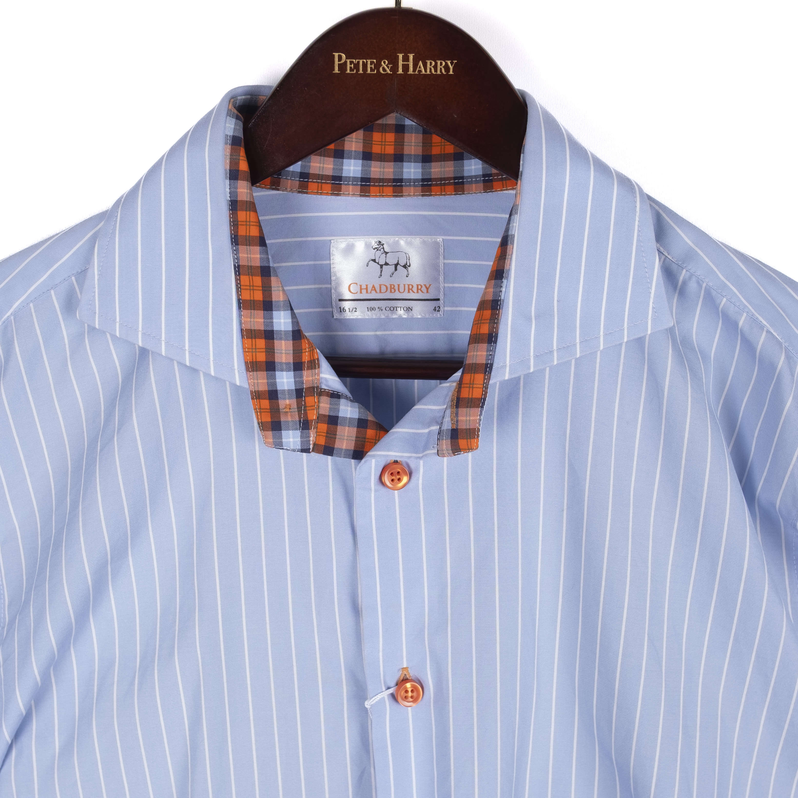 Blue with White Stripes French Cuff Shirt