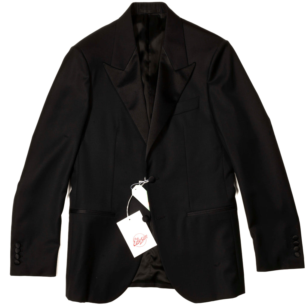 Est Retail Price 20 000 SEK - Neapolitan Hand Tailored Black Tuxedo Suit Sz 54