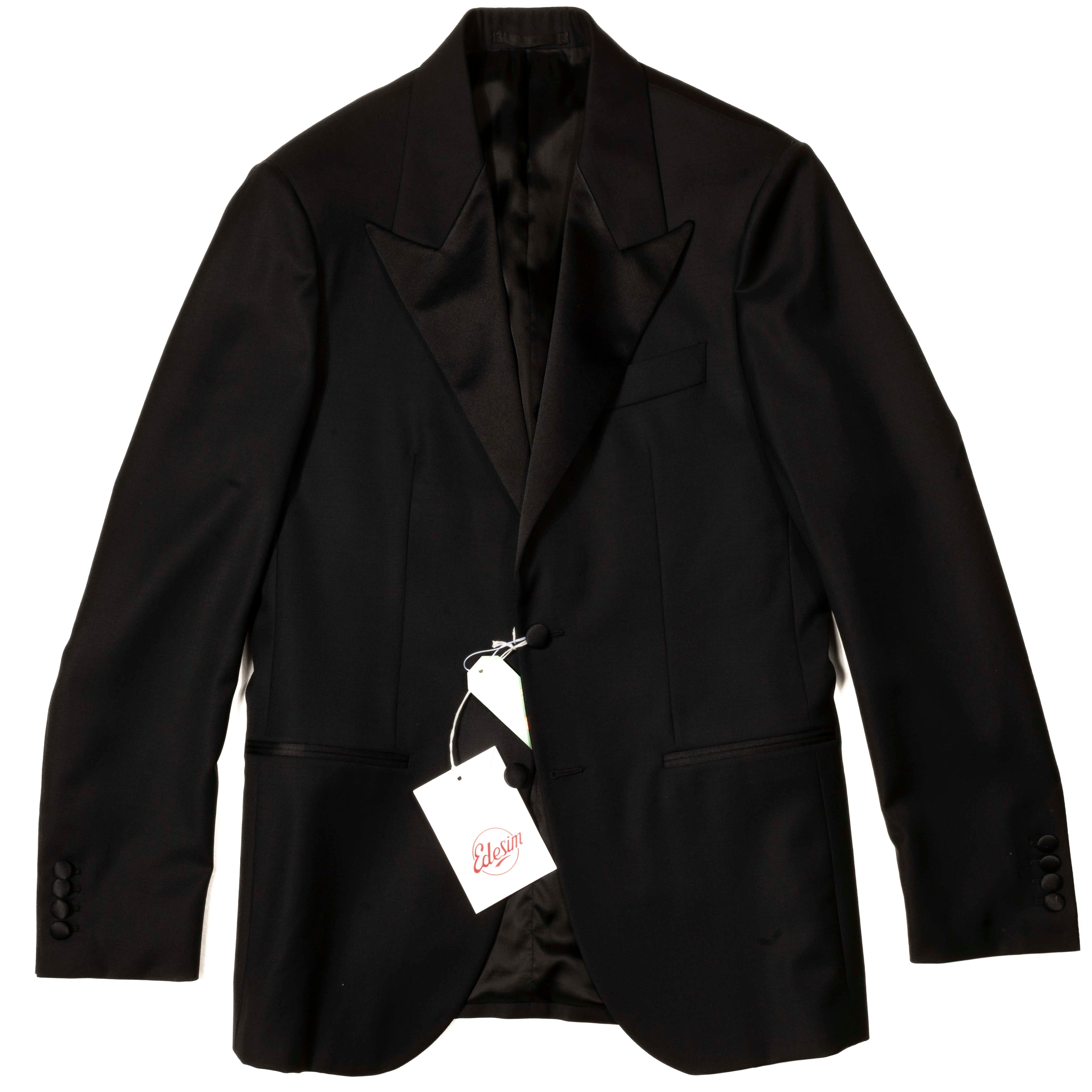 Est Retail Price 20 000 SEK - Neapolitan Hand Tailored Black Tuxedo Suit Sz 54