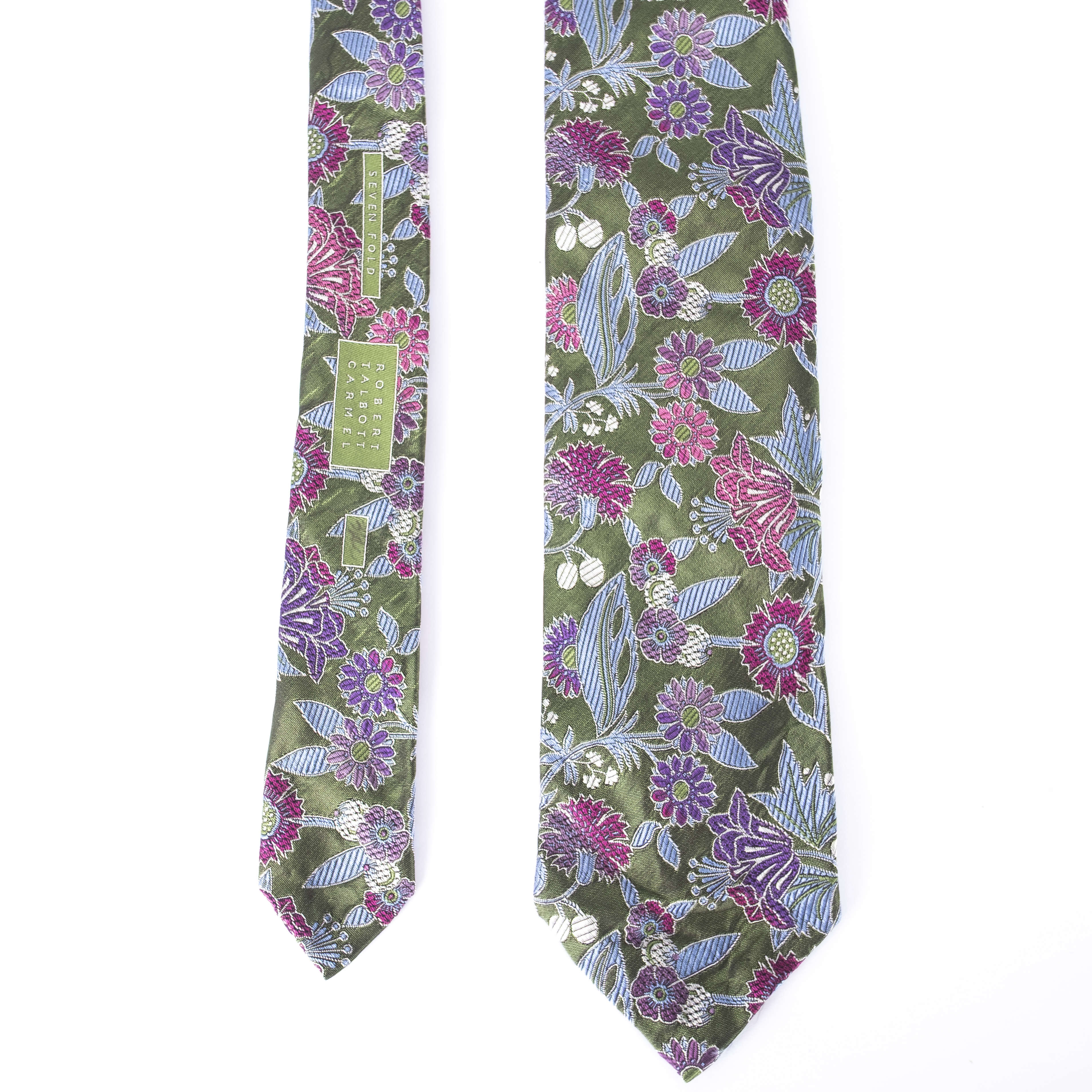 Green Floral Silk Brocade Tie