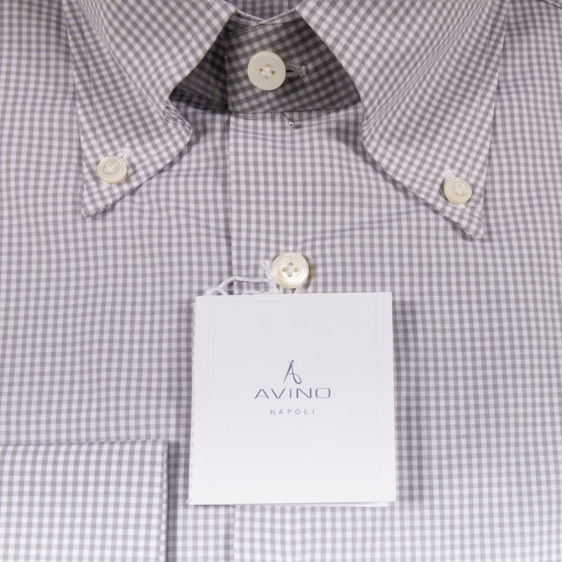 Light Grey Gingham French Cuff Buttondown Shirt 41