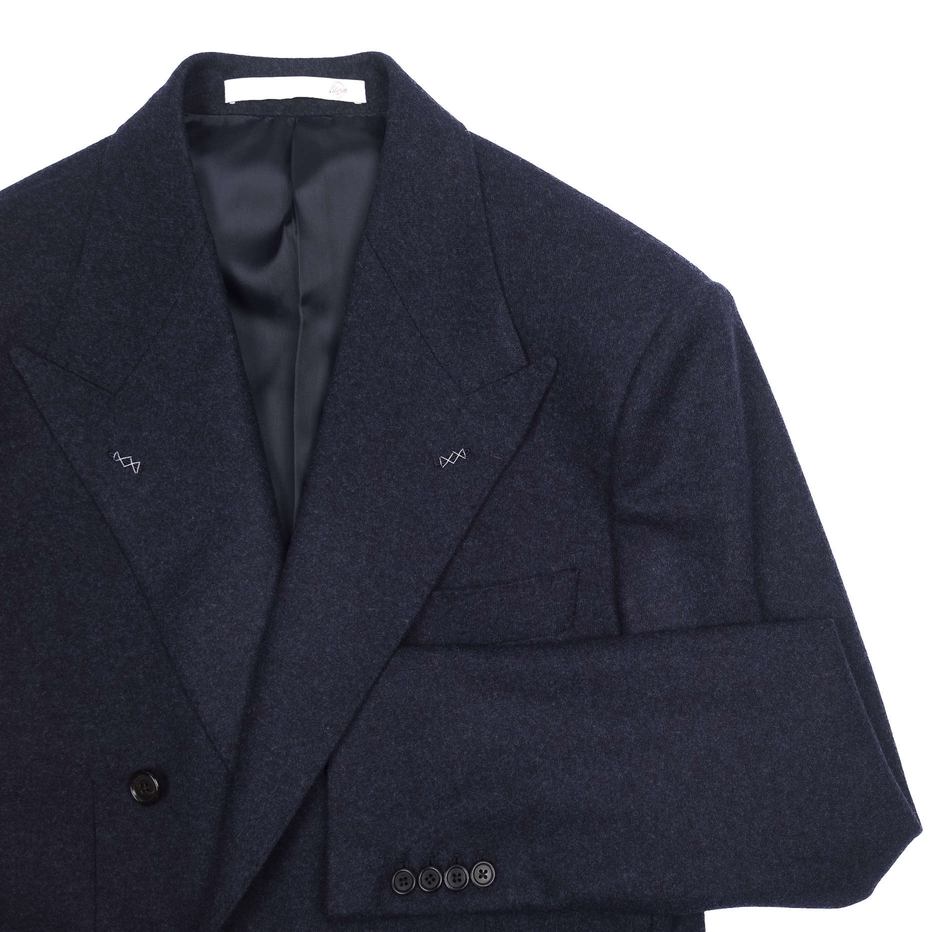 Neapolitan Hand Tailored Navy Double Breasted Flannel Sport Coat, 48