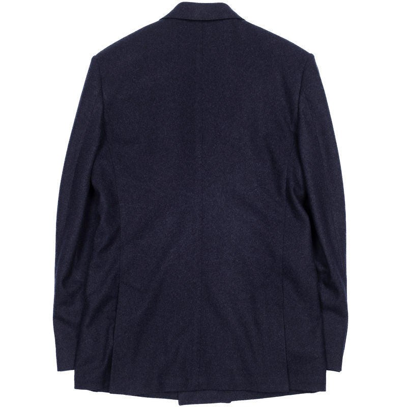 Neapolitan Hand Tailored Navy Double Breasted Flannel Sport Coat, 48