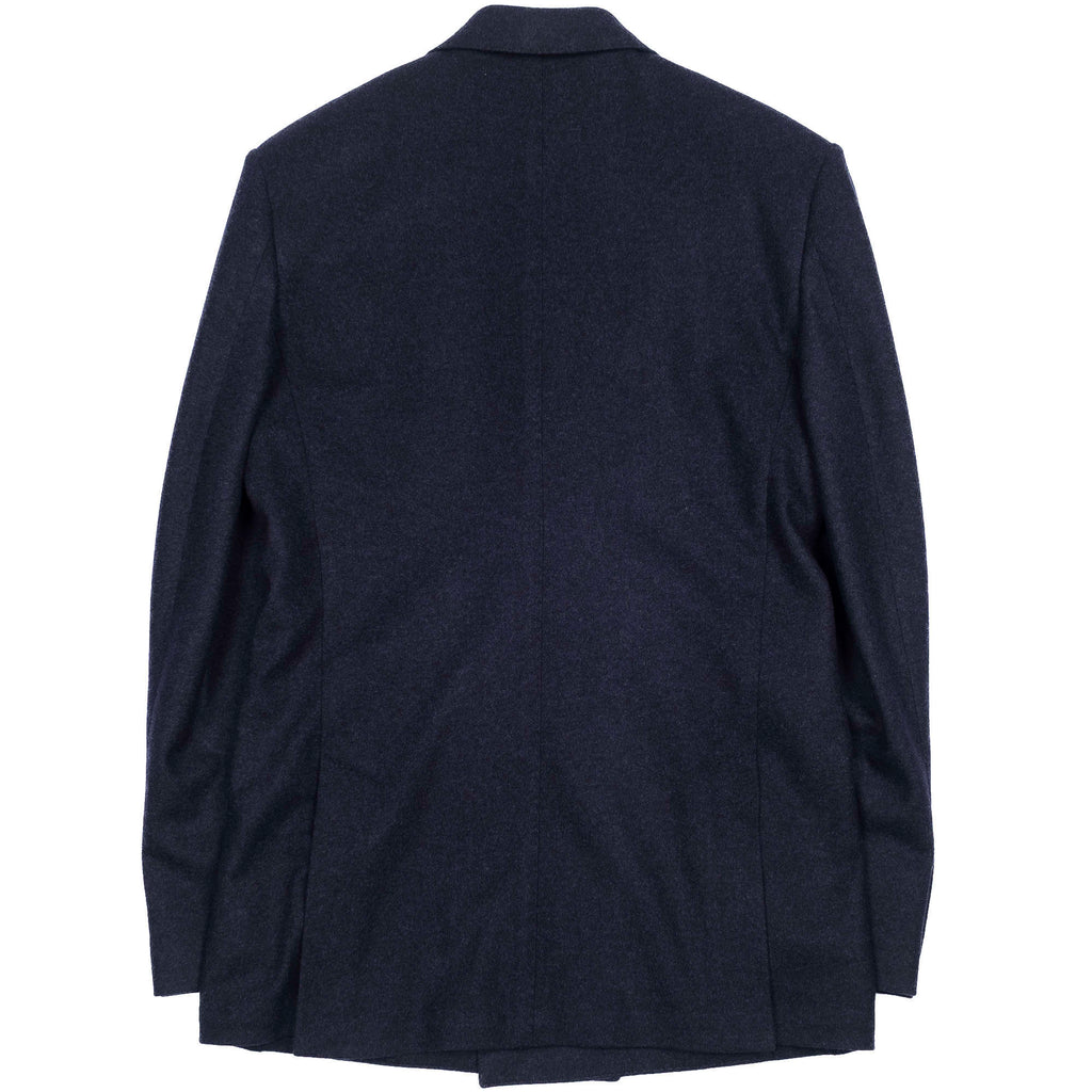 Neapolitan Hand Tailored Navy Double Breasted Flannel Sport Coat, 48