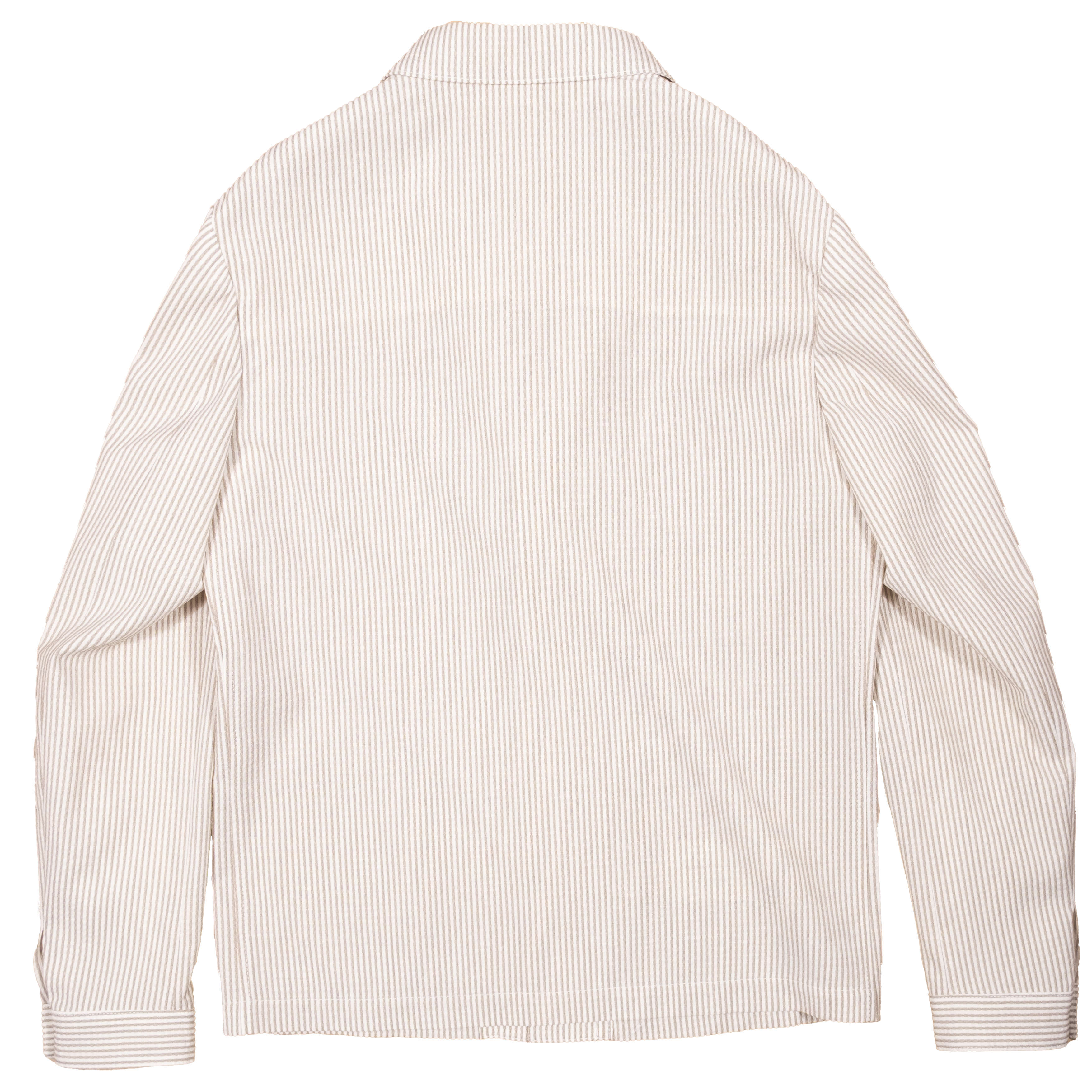 Neapolitan Hand Tailored Brown/White Striped Seersucker Utility Jacket