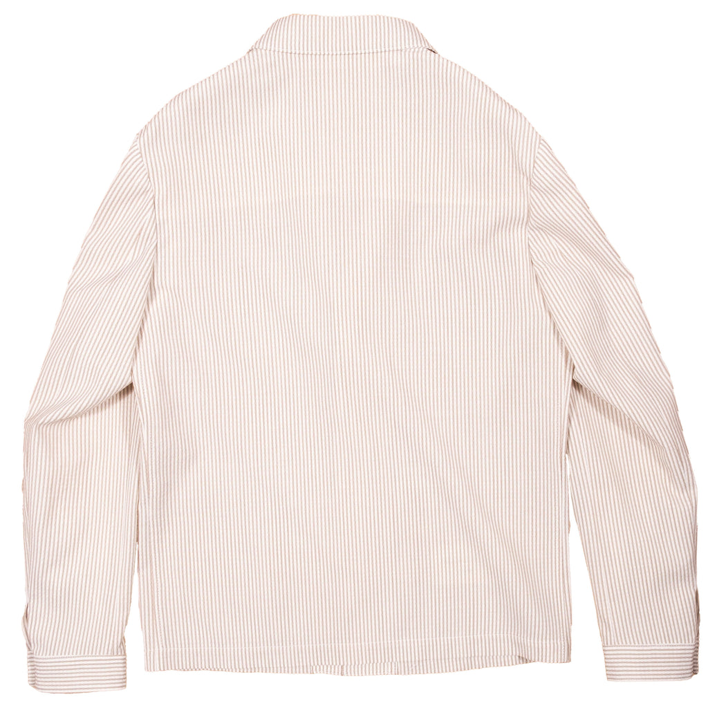 Neapolitan Hand Tailored Brown/White Striped Seersucker Utility Jacket