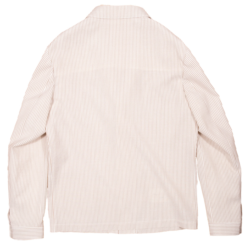 Neapolitan Hand Tailored Brown/White Striped Seersucker Utility Jacket