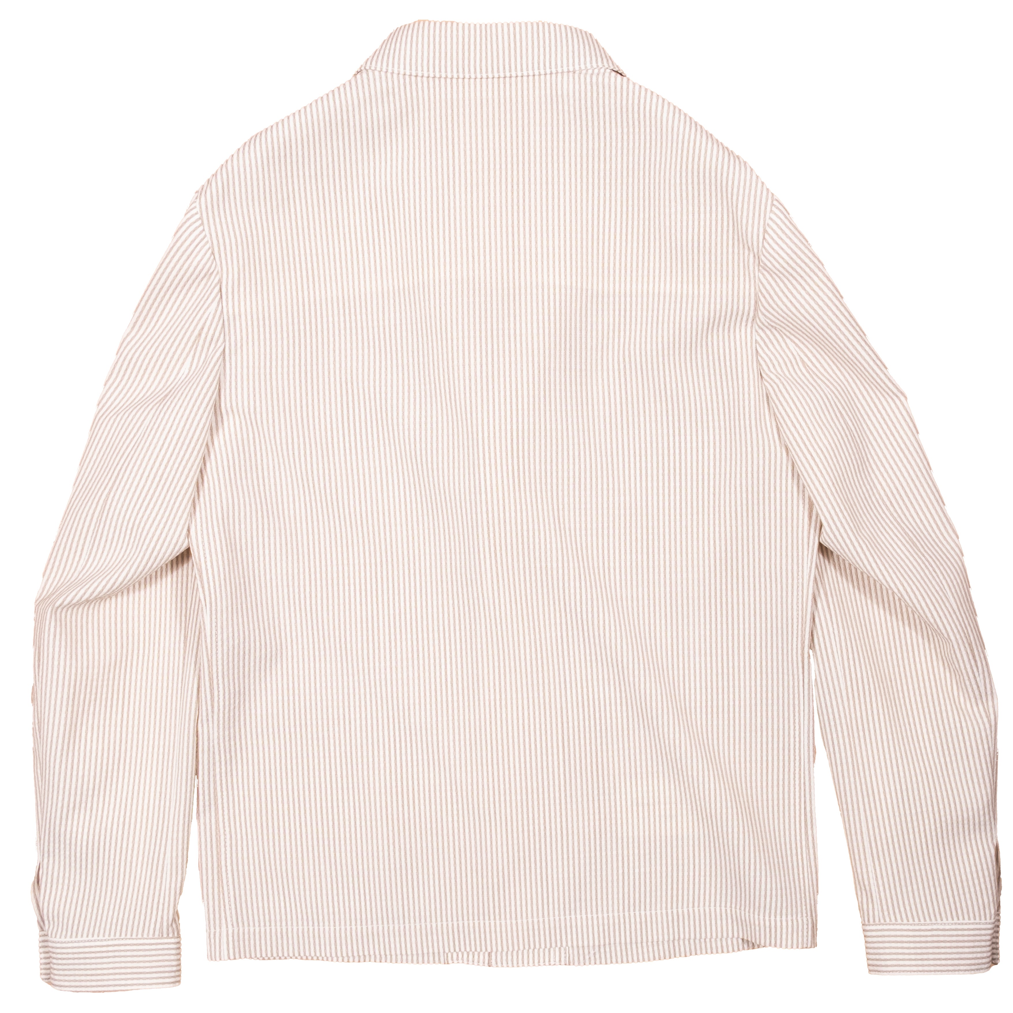 Neapolitan Hand Tailored Brown/White Striped Seersucker Utility Jacket