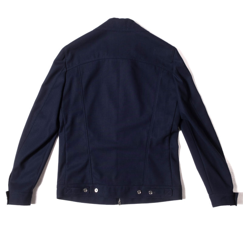 Neapolitan Tailored Navy High Twist Wool Harrington Jacket 48