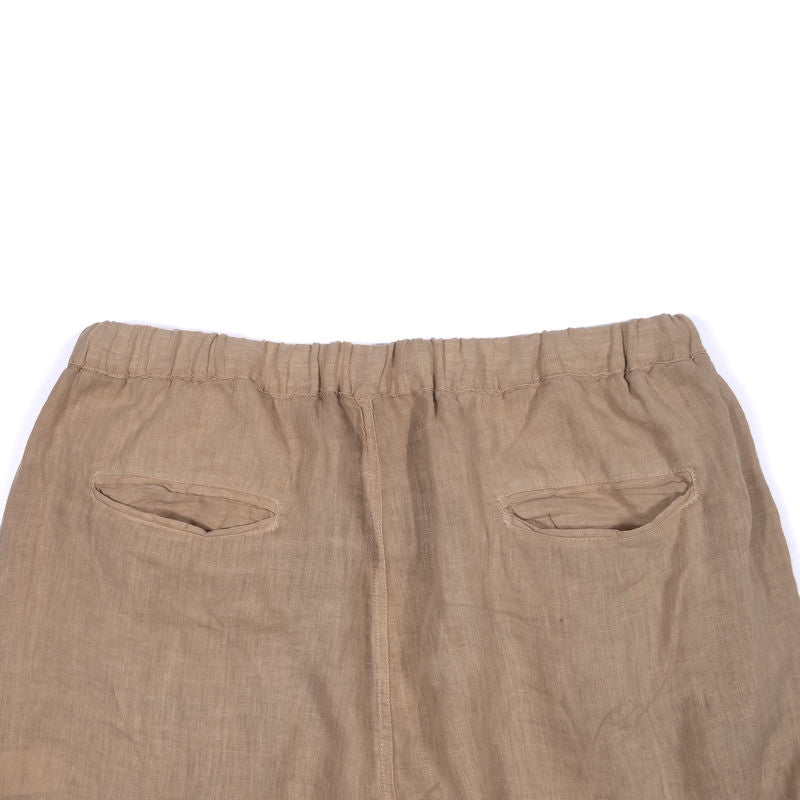 Camel Linen Drawstring Trousers