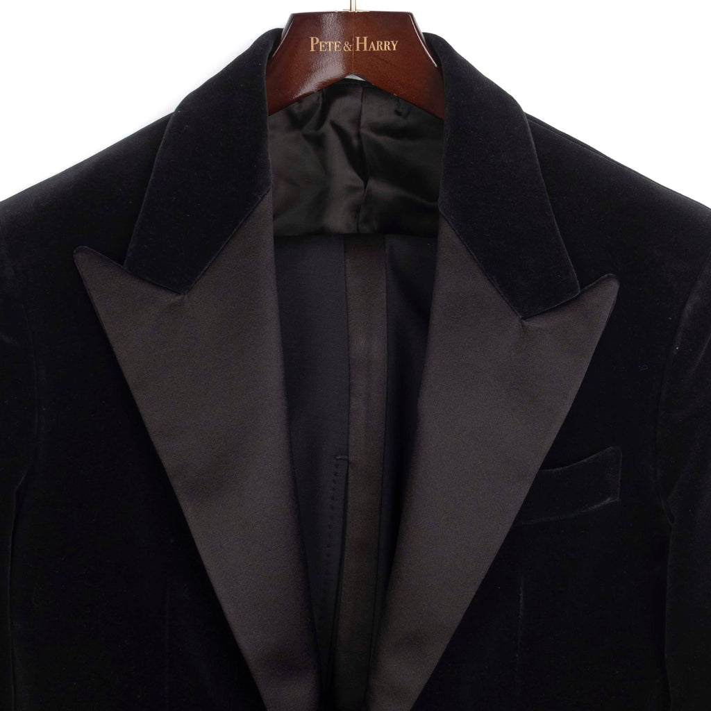 Neapolitan Hand Tailored  Black Velvet Tuxedo Suit Sz 50