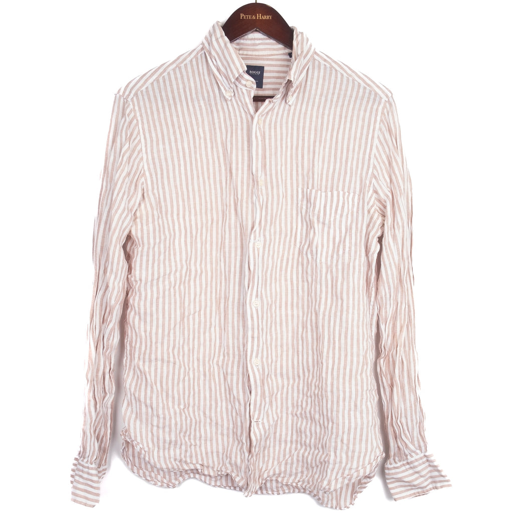 White with Brown Stripes Buttondown Shirt