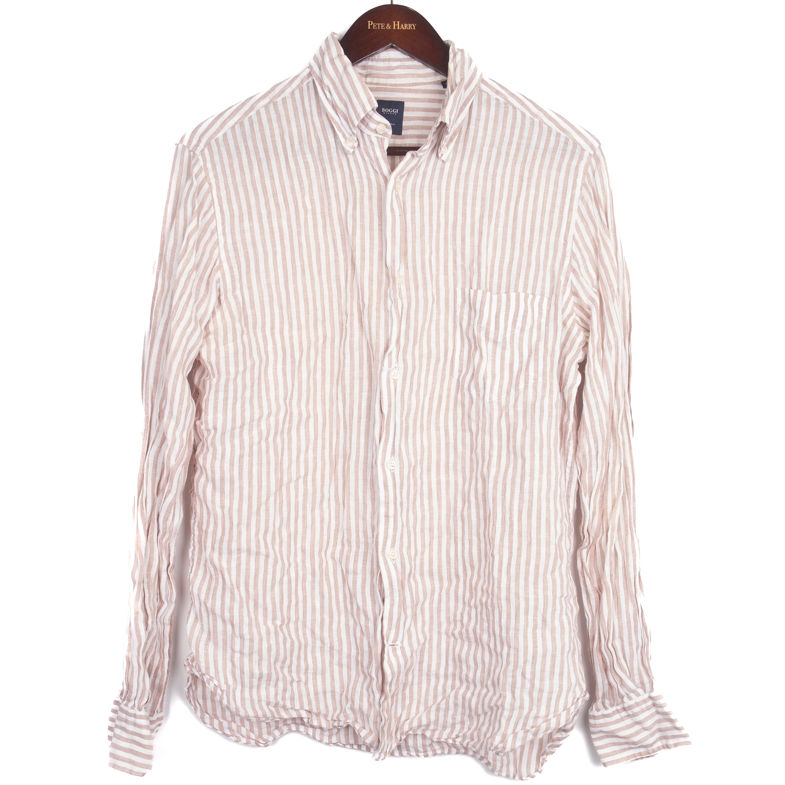 White with Brown Stripes Buttondown Shirt