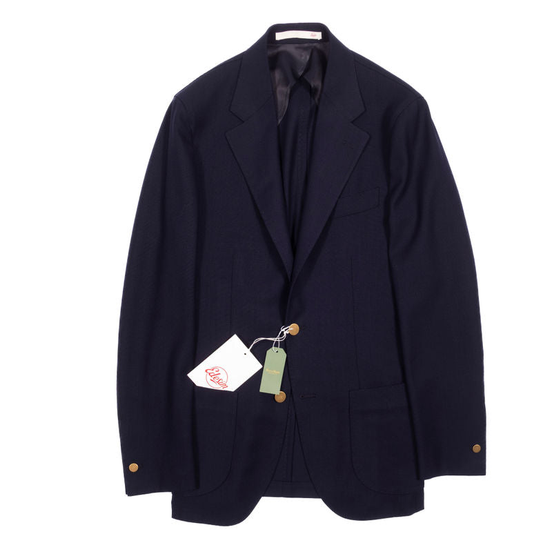 Neapolitan Hand Tailored Drapers Hight Twist Wool Navy Club Blazer
