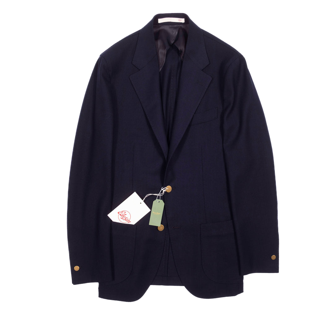 Est. Retail Price 12 000 SEK - Eduardo De Simone Drapers Hight Twist Wool Navy Club Blazer