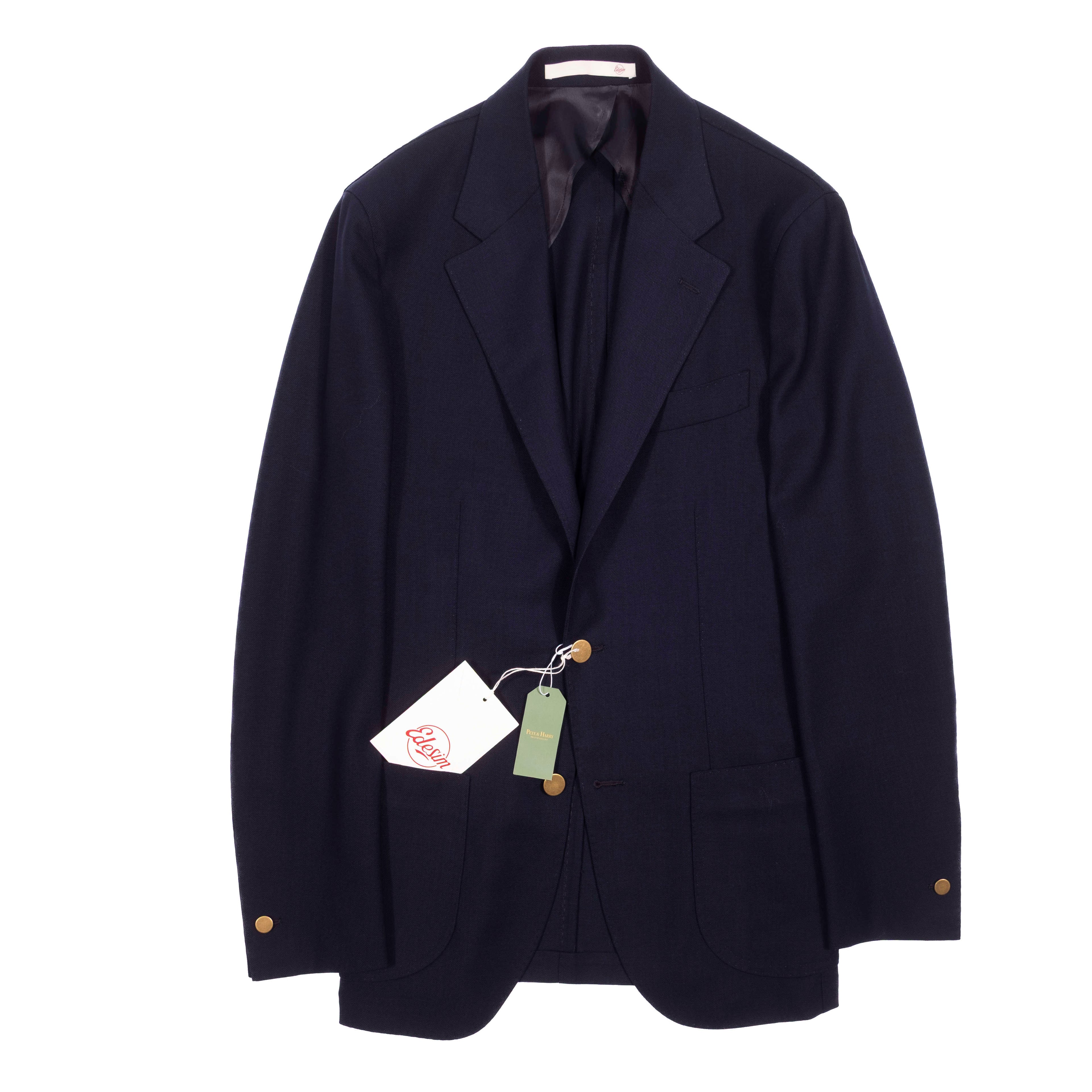 Est. Retail Price 12 000 SEK - Eduardo De Simone Drapers Hight Twist Wool Navy Club Blazer