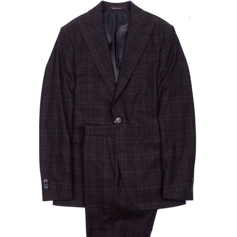 Oscar Jacobson Brown and Grey Check Suit