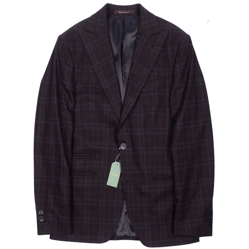 Oscar Jacobson Brown and Grey Check Suit