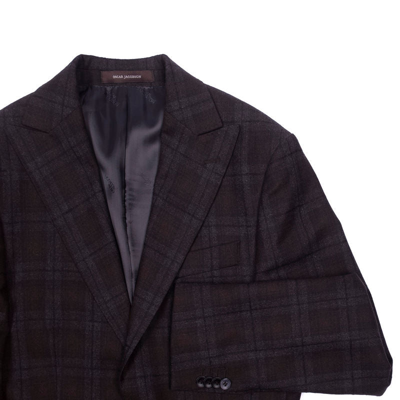 Oscar Jacobson Brown and Grey Check Suit