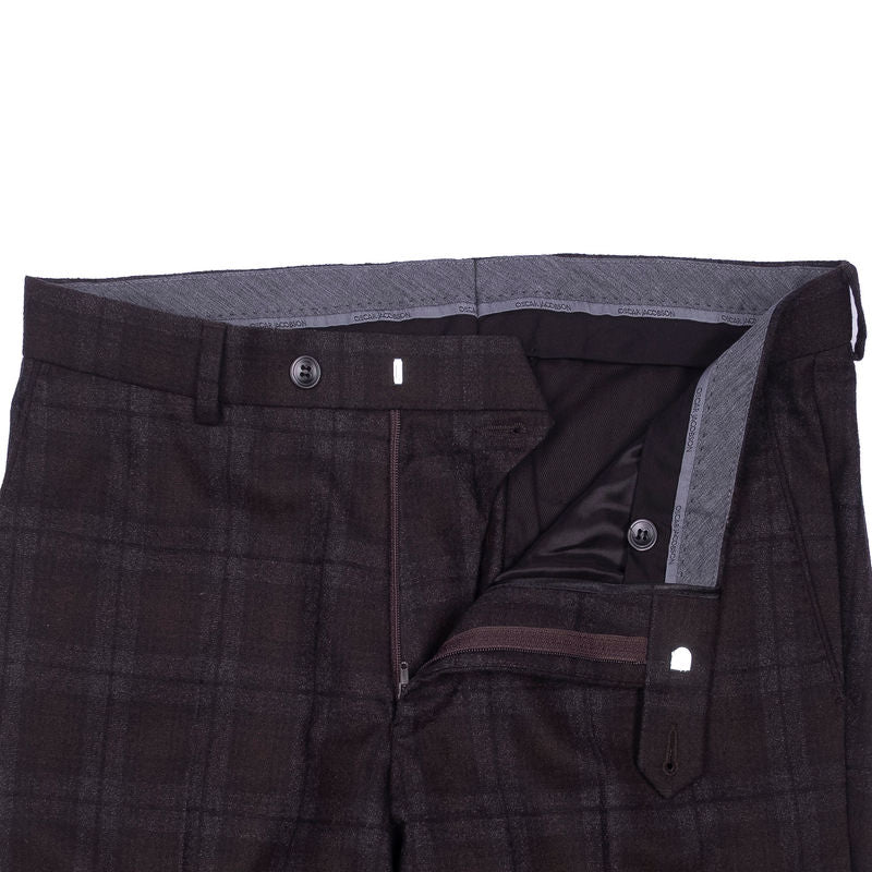 Oscar Jacobson Brown and Grey Check Suit