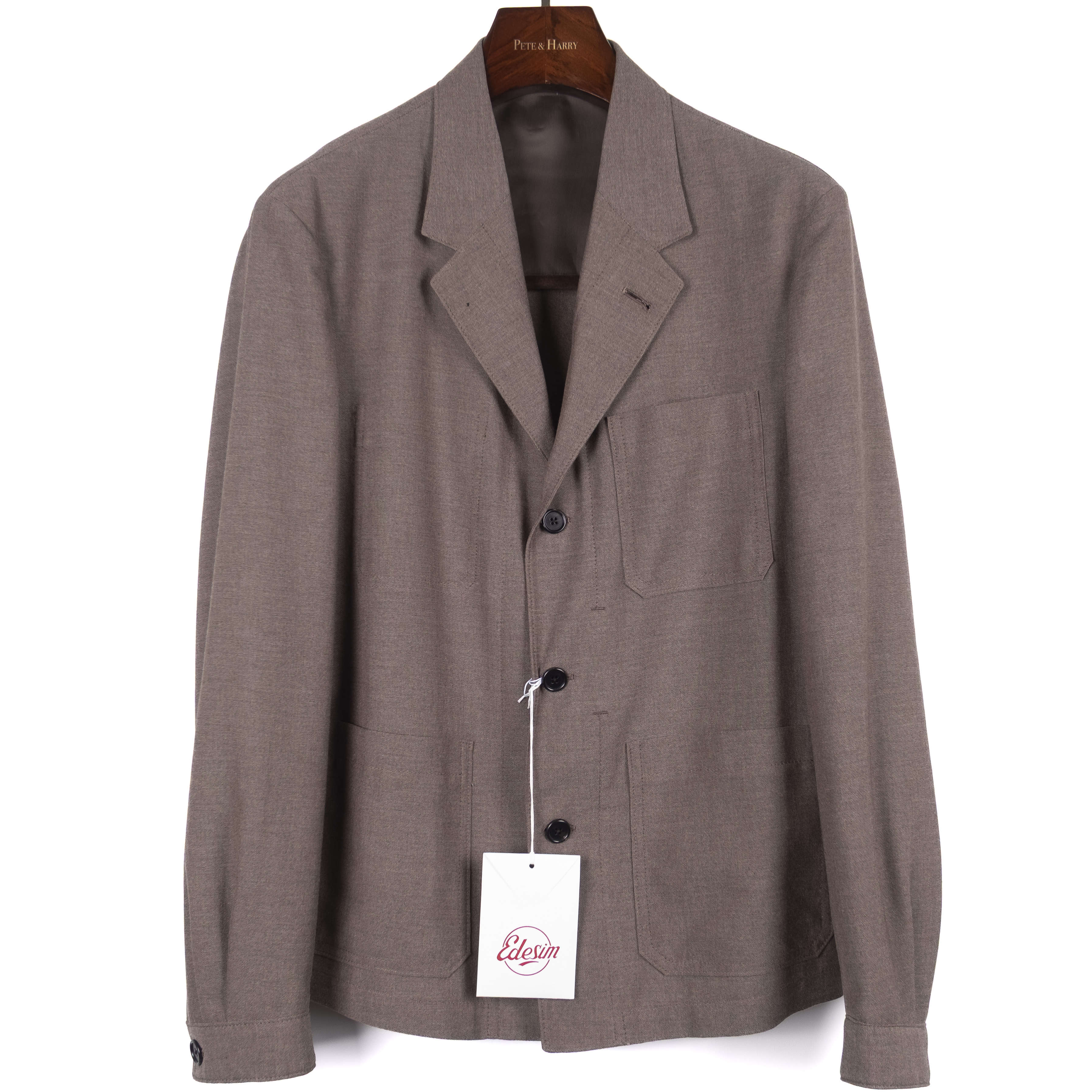 Neapolitan Hand Tailored Brown Utility Jacket Sz 50