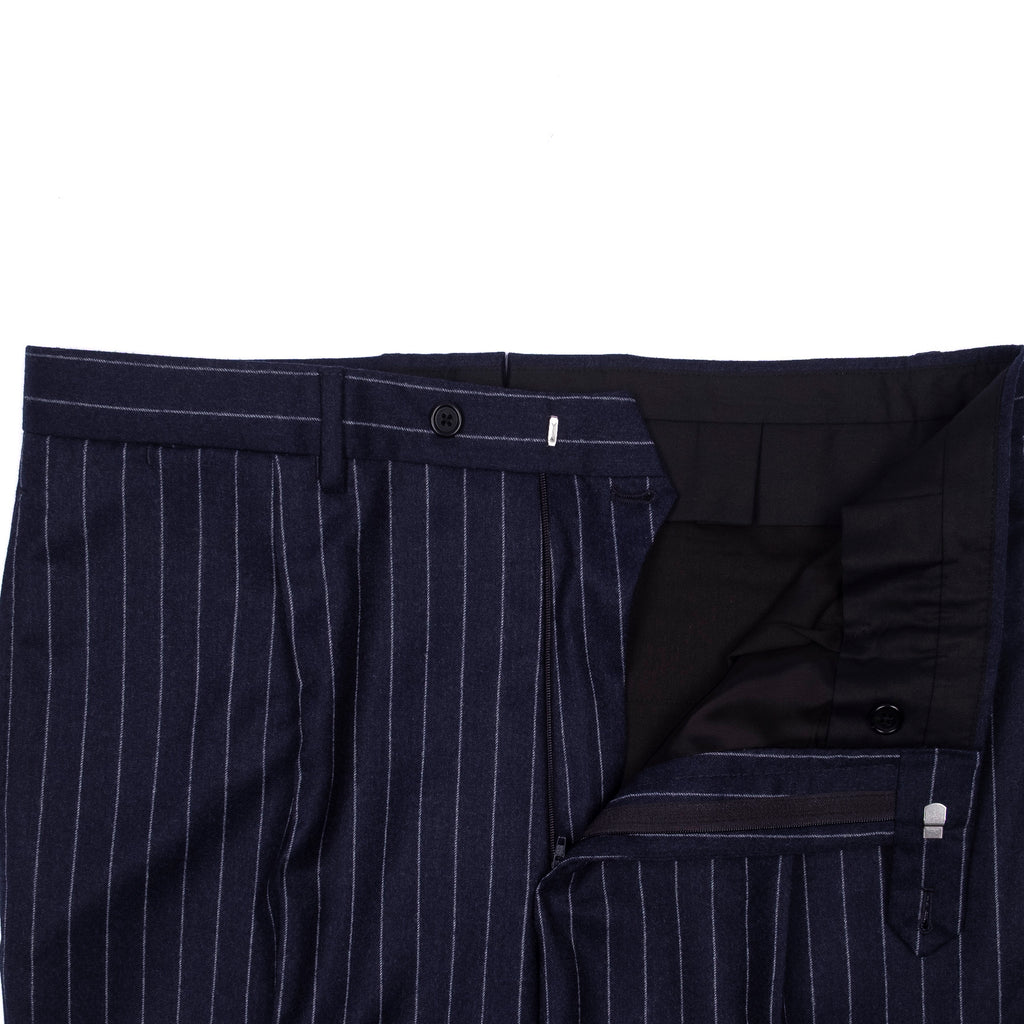 Neapolitan Hand Tailored Navy Pinstripe Flannel Suit Sz 52