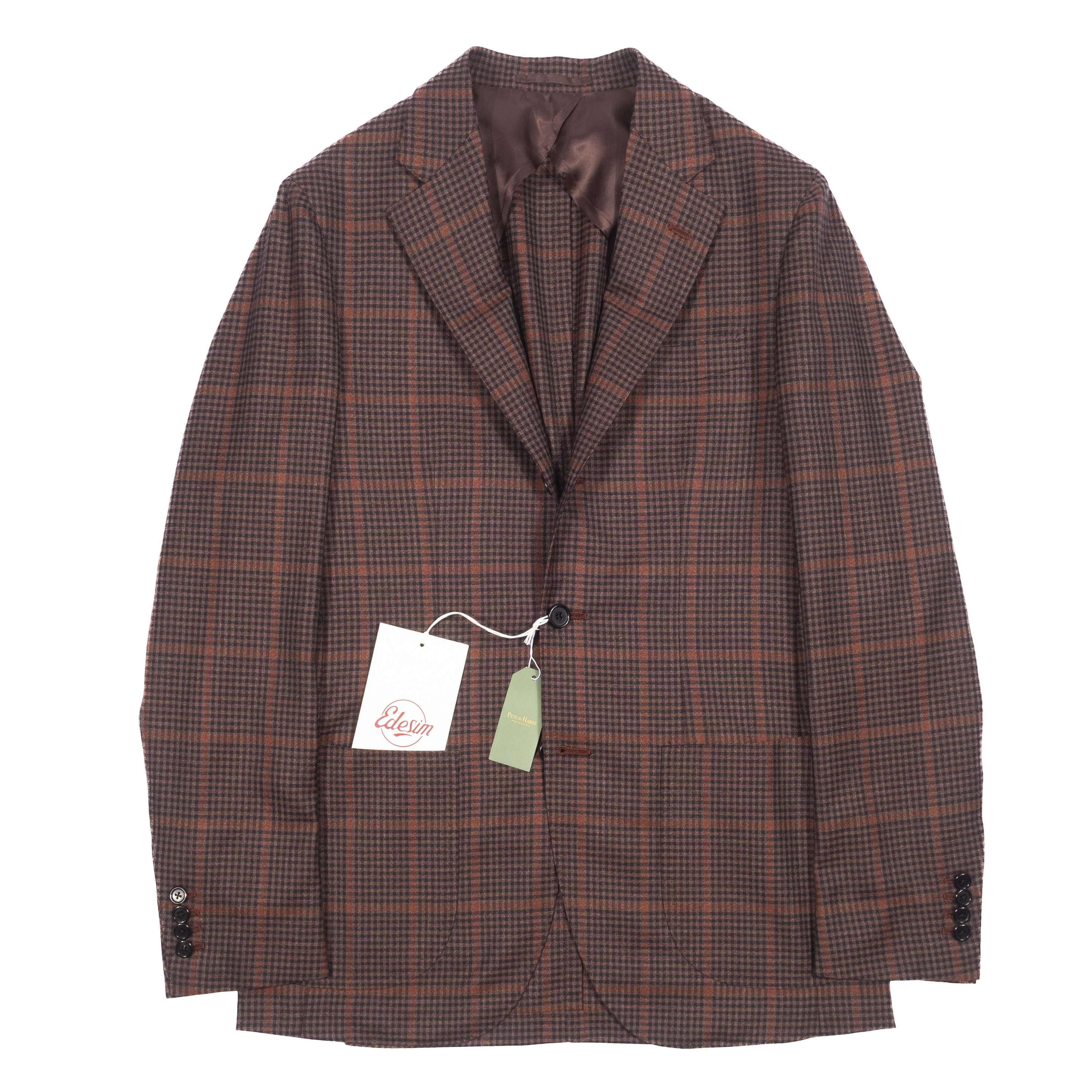 Neapolitan Hand Tailored Brown Check Sport Coat Sz 50