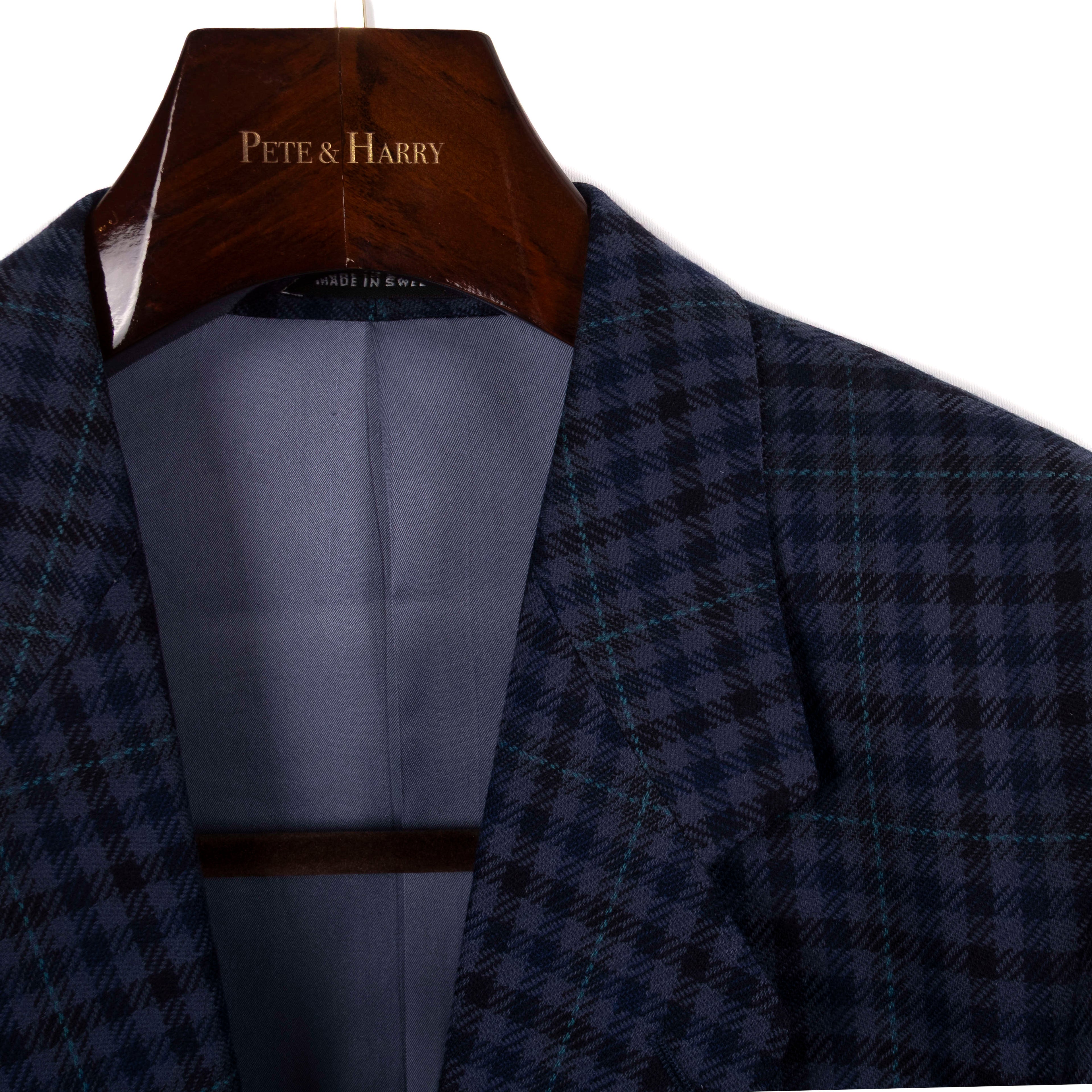 Navy Checked Flannel Sport Coat