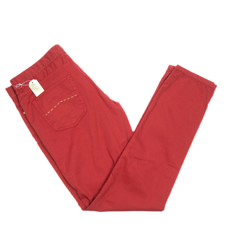 Borrelli Napoli Red Cotton 5 Pocket Trousers Sz 38