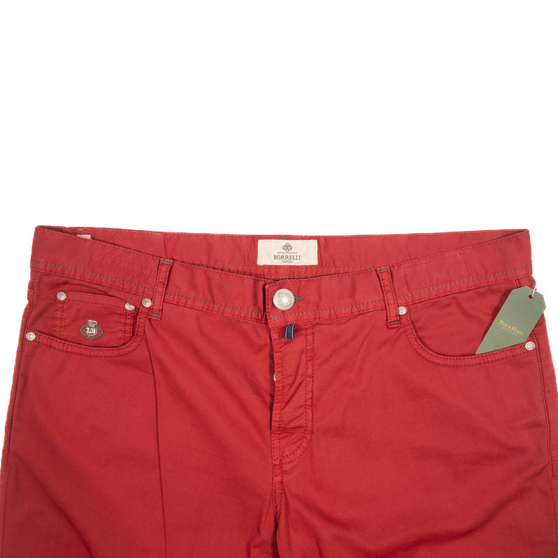 Borrelli Napoli Red Cotton 5 Pocket Trousers Sz 38