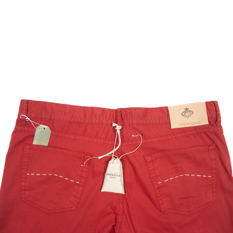 Borrelli Napoli Red Cotton 5 Pocket Trousers Sz 38
