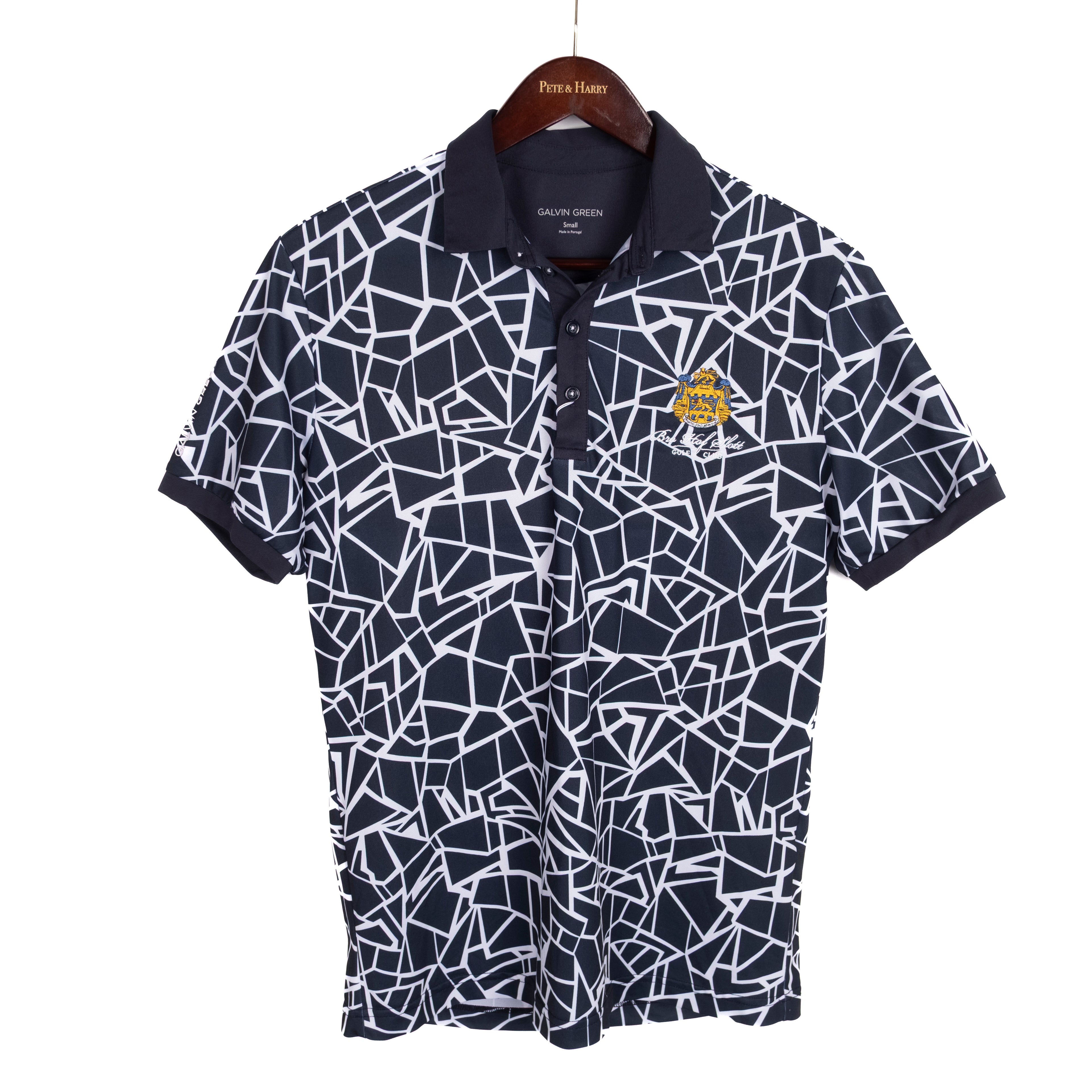 Black Patterned Moisture Wicking Polo Shirt