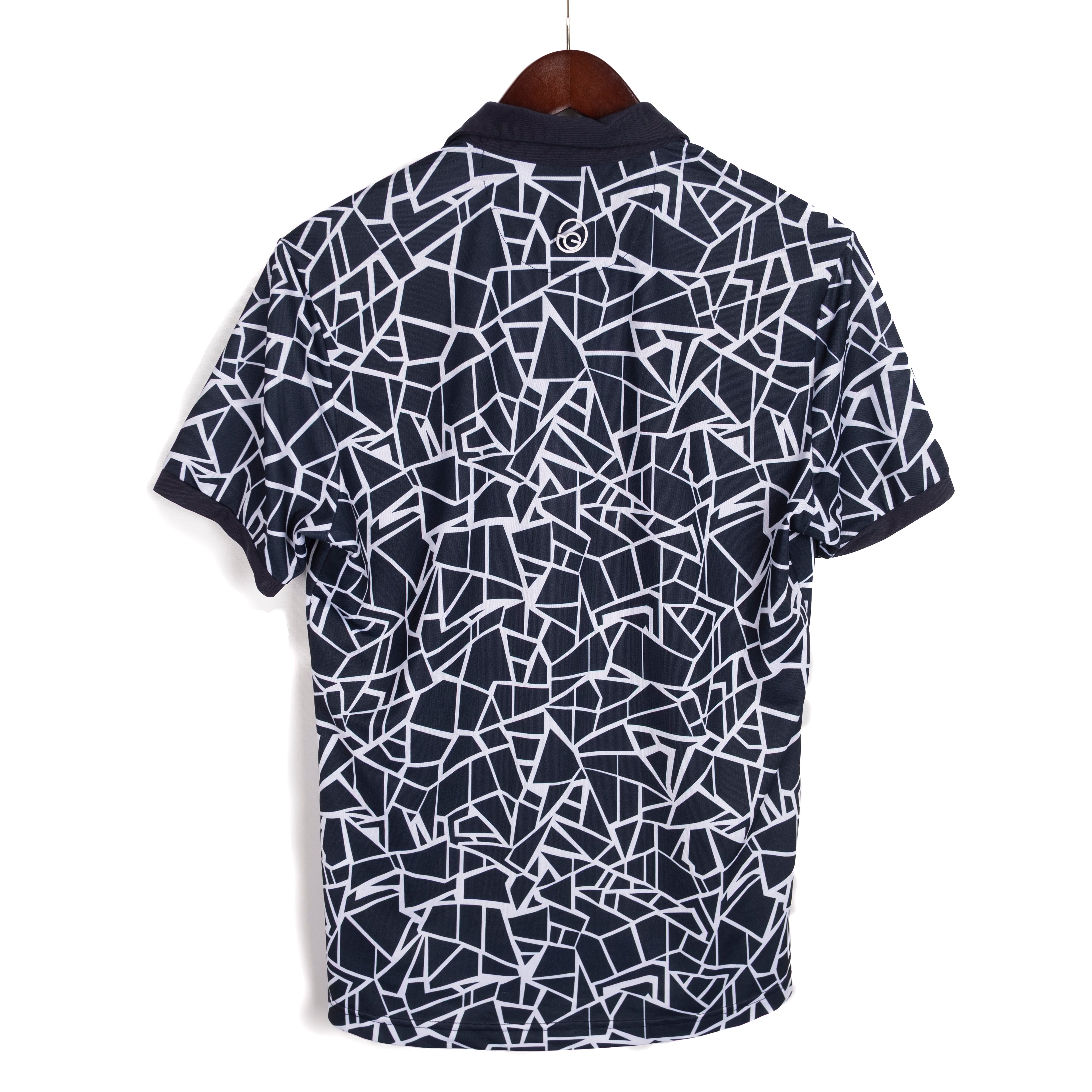 Black Patterned Moisture Wicking Polo Shirt