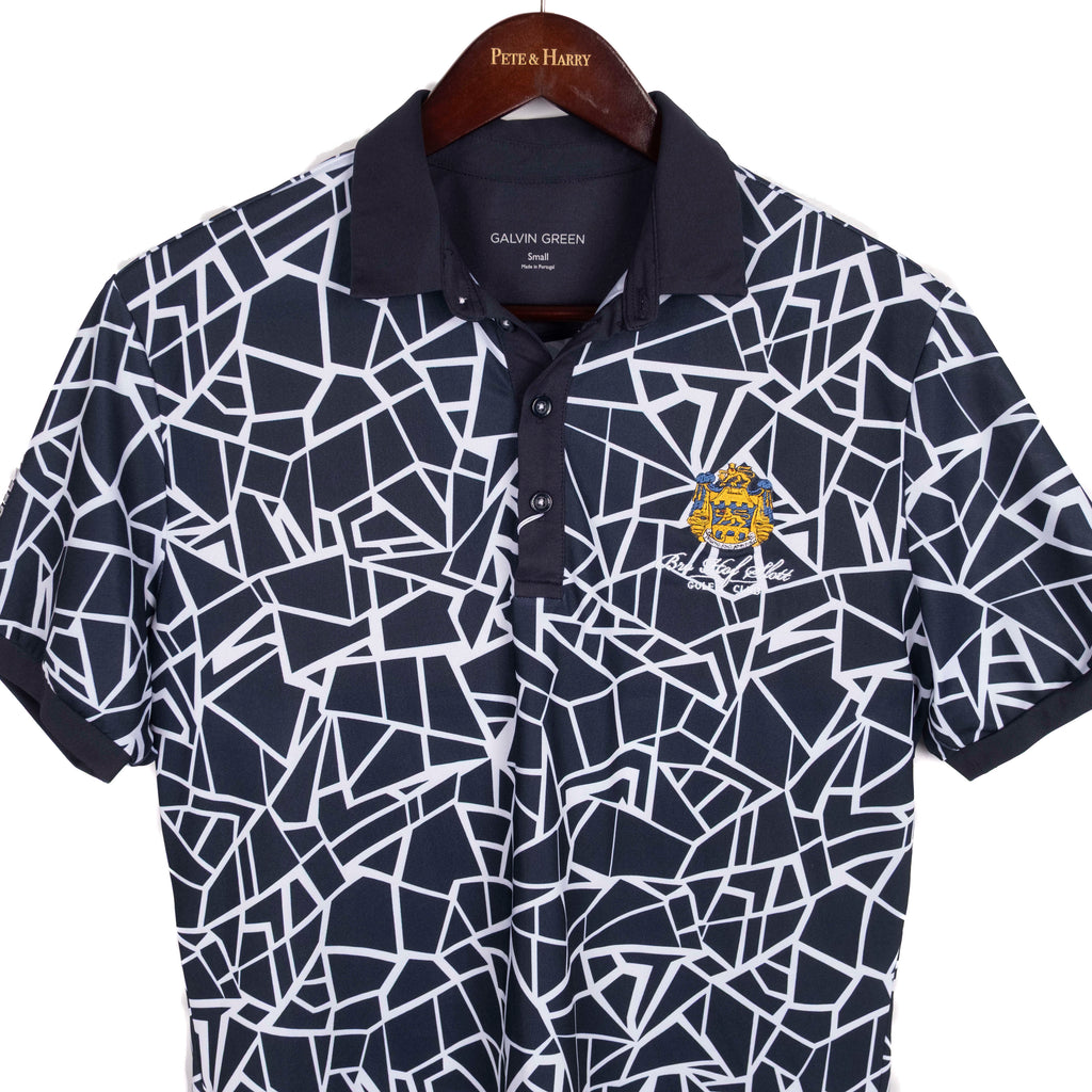 Black Patterned Moisture Wicking Polo Shirt