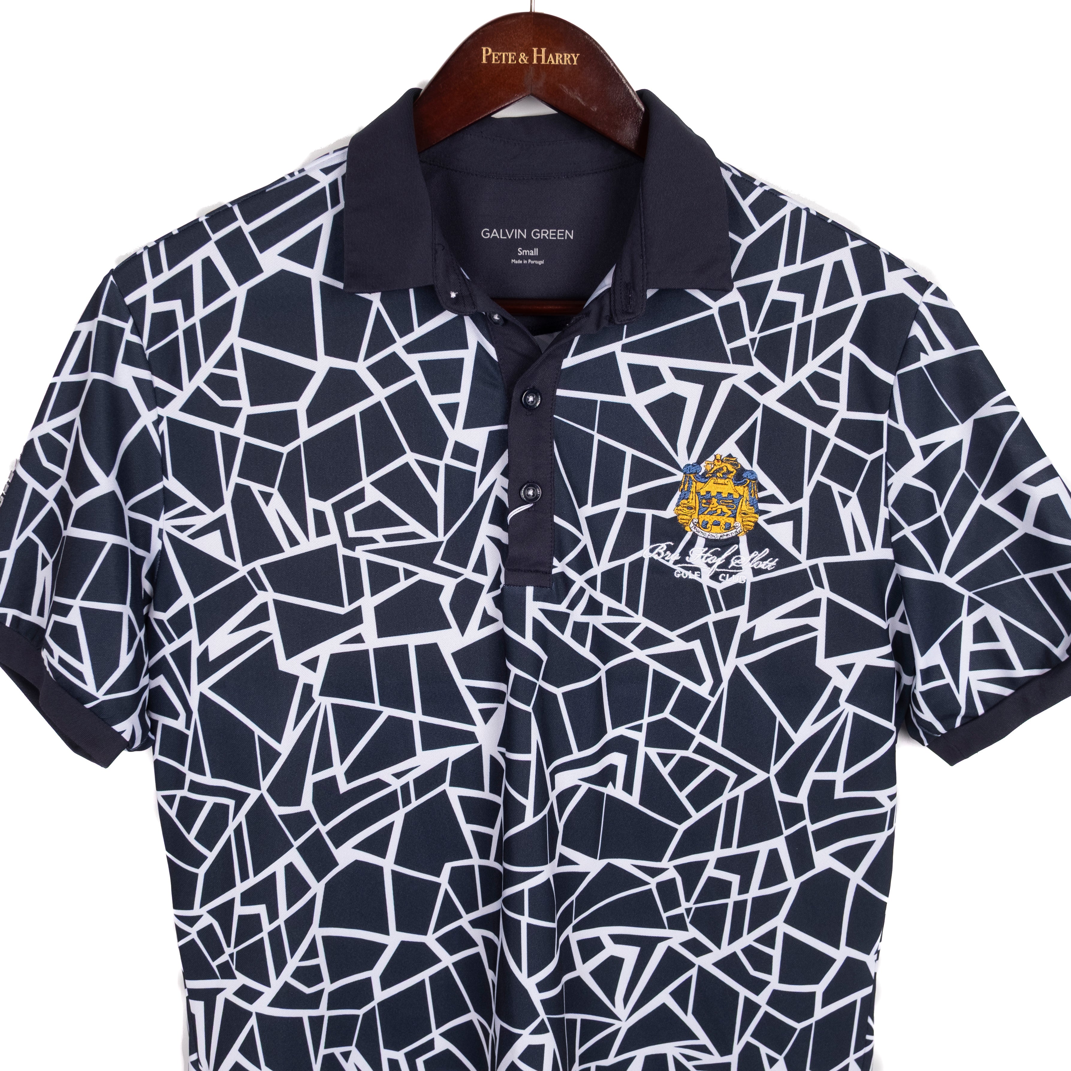 Black Patterned Moisture Wicking Polo Shirt