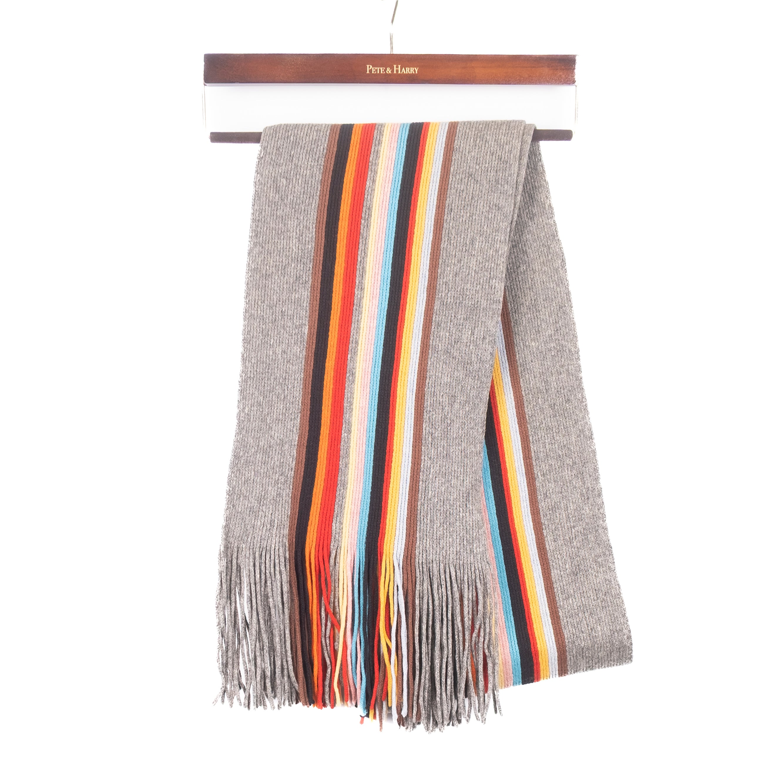 Grey & Multicolored Striped Scarf