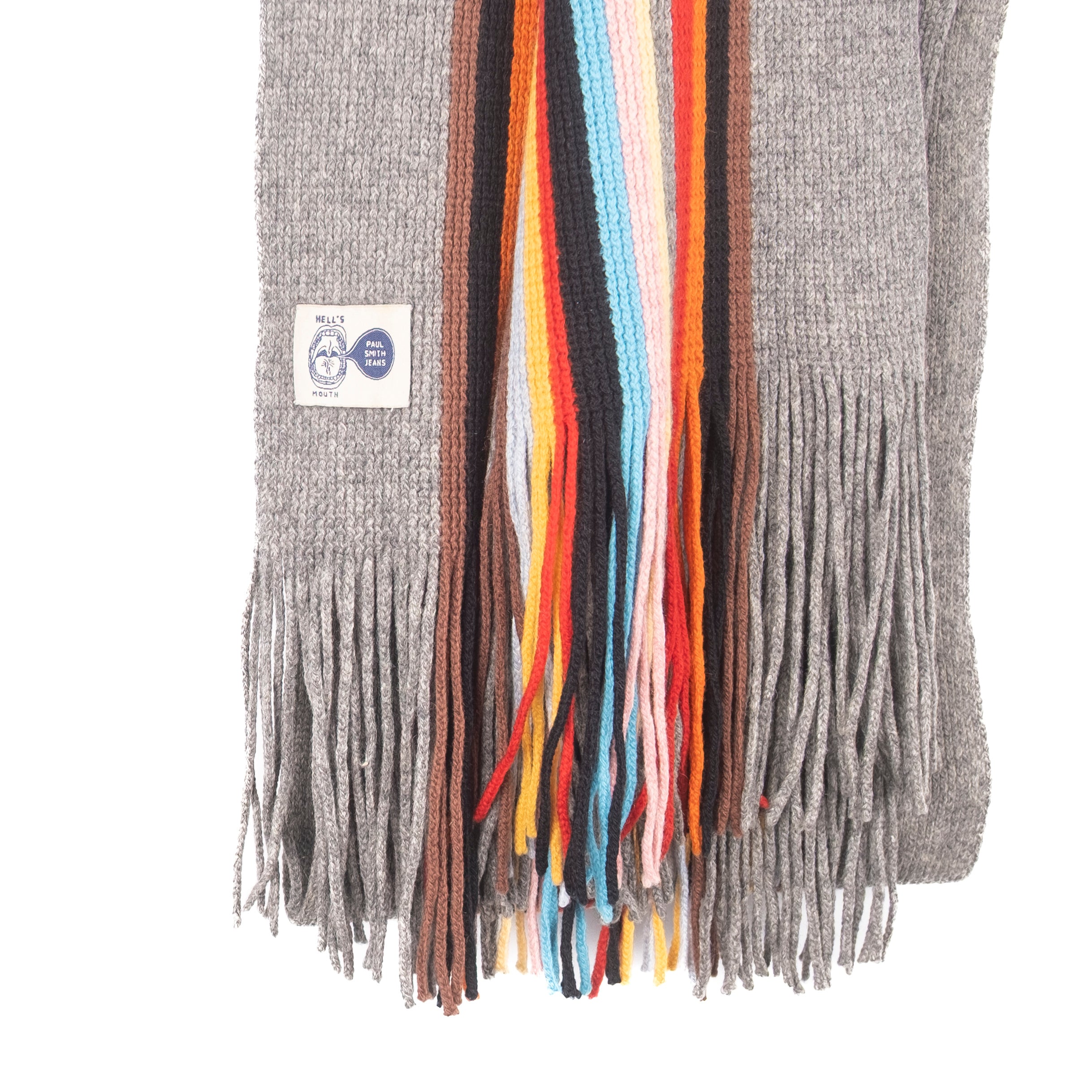 Grey & Multicolored Striped Scarf